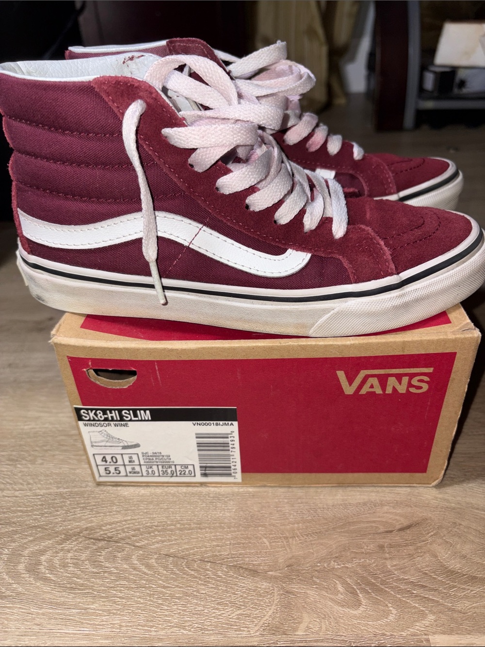 Vans SK8-Hi Slim Women’s High-Top Sneakers - Windsor Wine and White